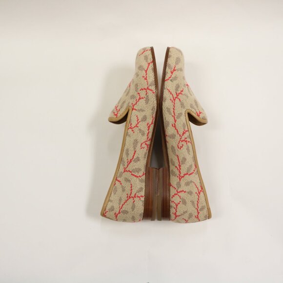 NEW Stubbs & Wootton Size 7 Needlepoint Slipper In Tan, Taupe and Red - Picture 6 of 10